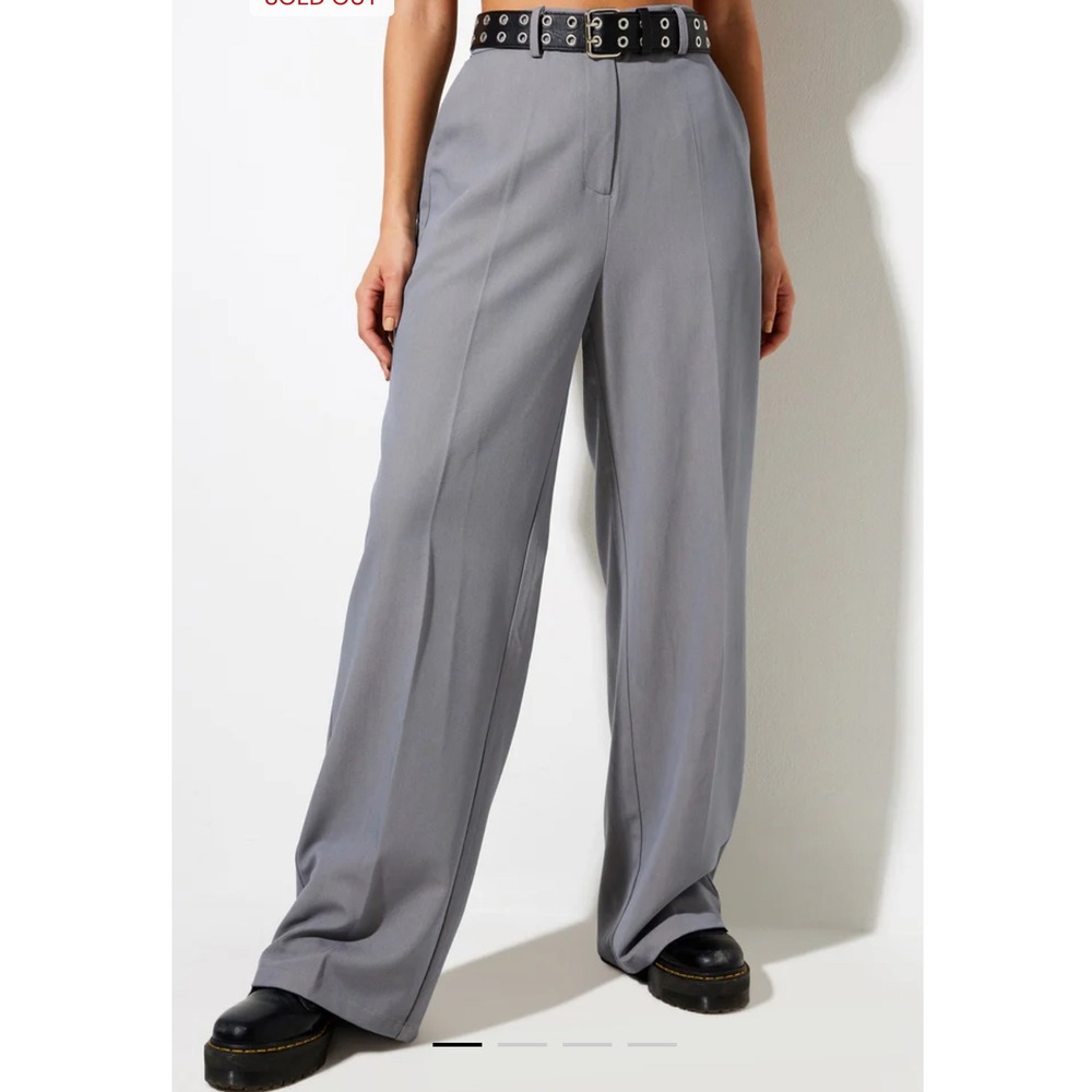 Motel Rocks Abba Trouser Grey High Waisted Wide‎ Leg Pants Small NWT